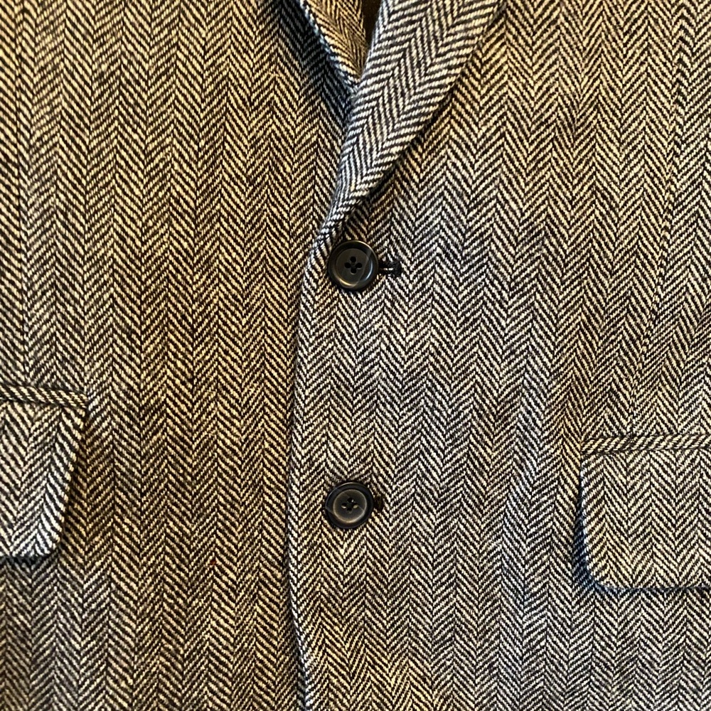 Men's Vintage 100% Virgin Wool Tweed Herringbone Single Breasted Blazer 42S - Picture 3 of 17